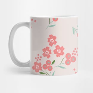 Green Pink Pastel Color Flower Pattern Mug